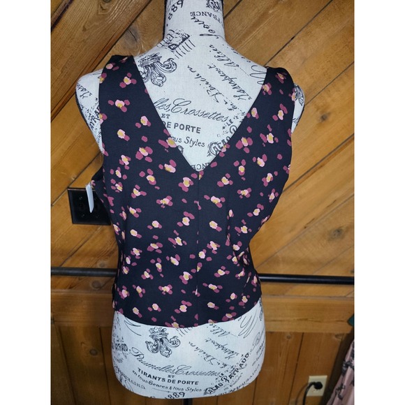 CAbi Floral Top Black Pink Yellow Abstract Print Sleeveless - Picture 4 of 4